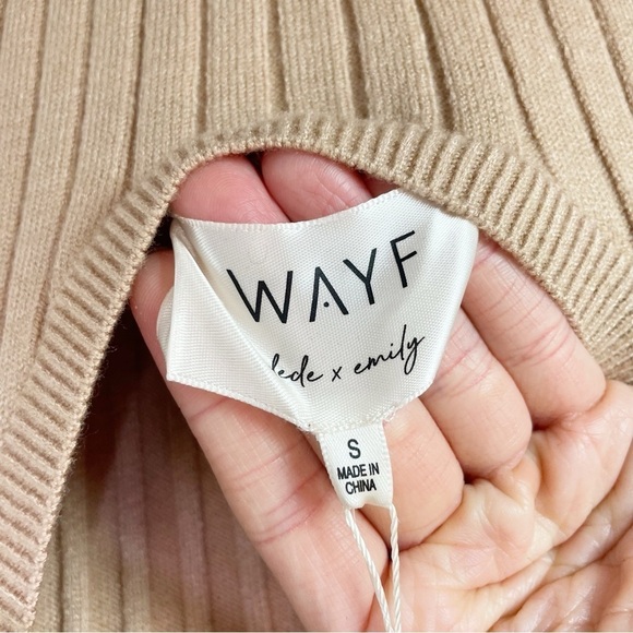 New Wayf x BFF Dede & Emily Hollie Long Sleeve Sweater Dress in Camel Size Small - Picture 6 of 11